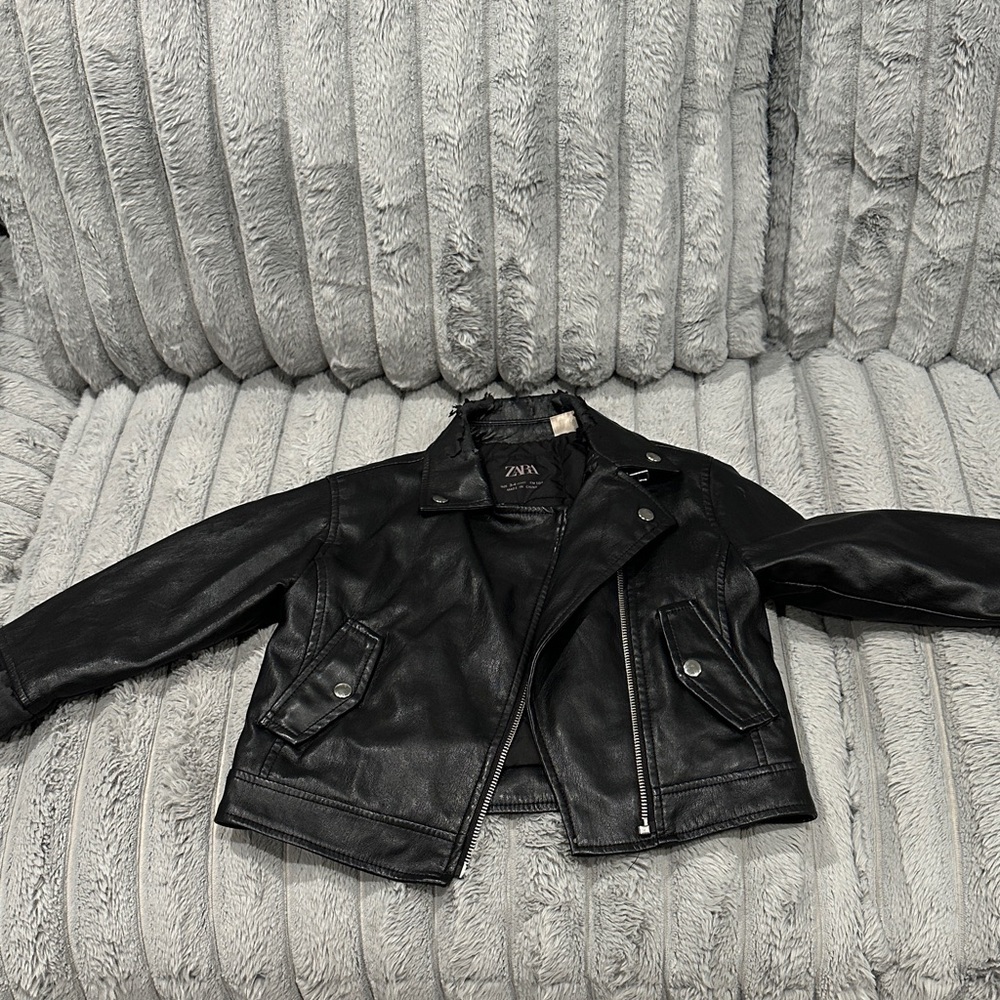Zara Black Kids Faux Leather Jacket